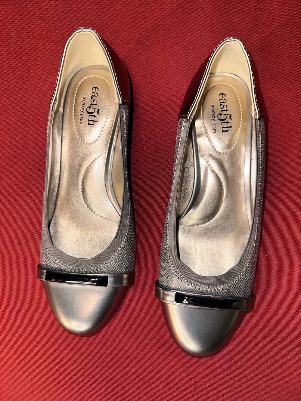 No.45 East 5th Memory Foam Silver Wedge Heels